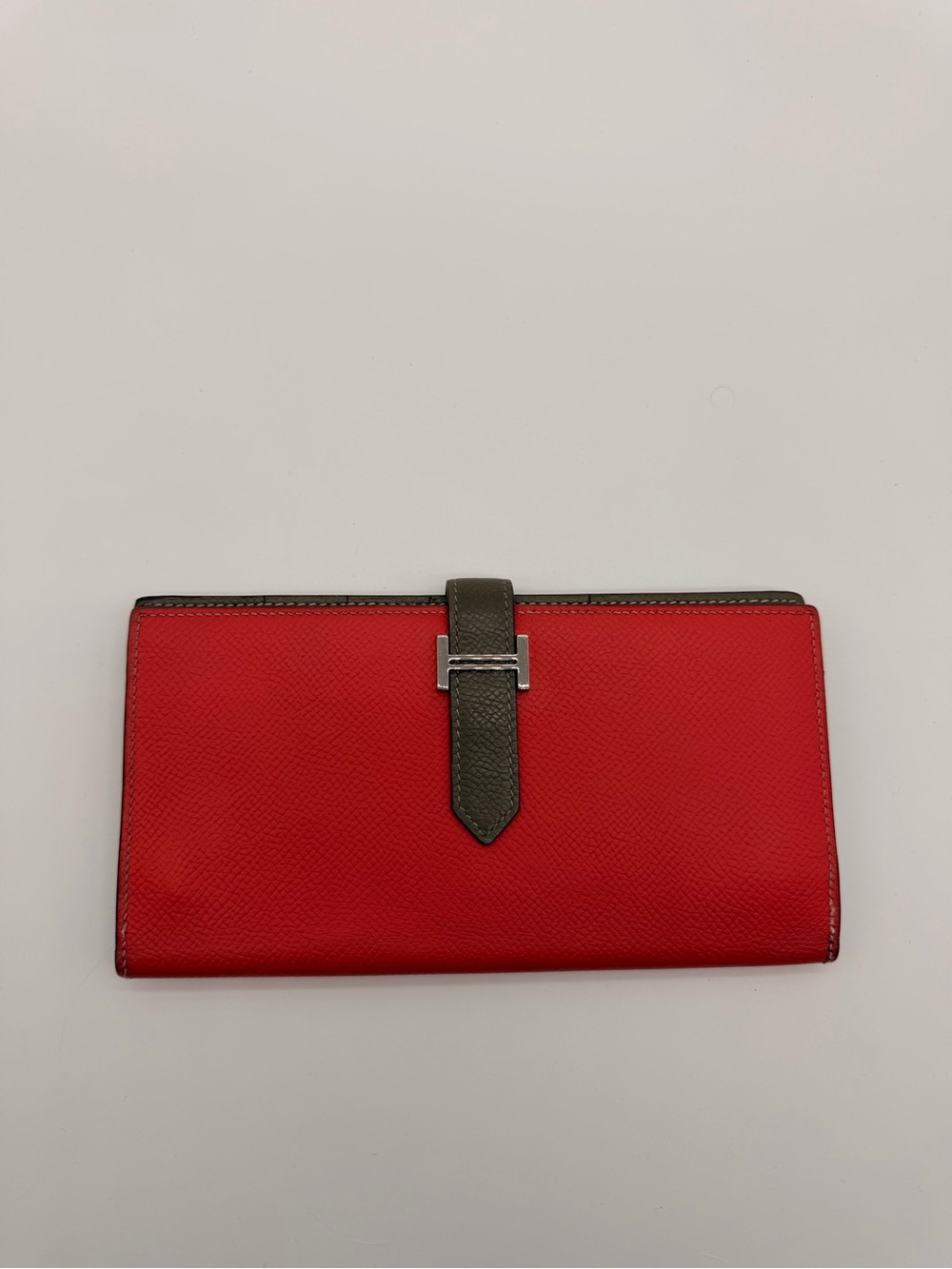 Hermes Red Orange Leather Continental Wallet